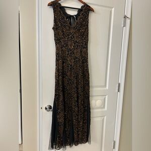 Elegant Black and Brown Lace and sequin gown